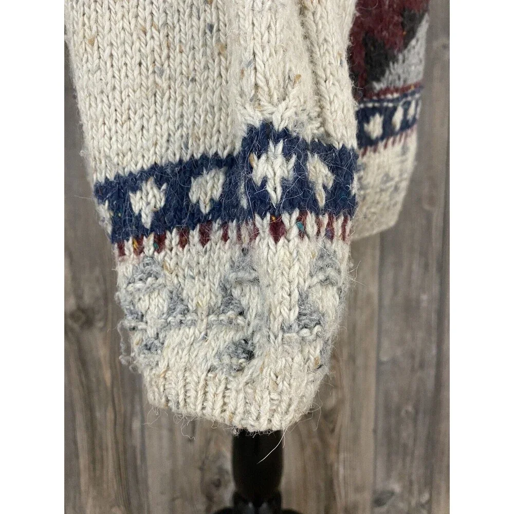 Vintage‎ Woolrich Hand Knit Sweater Men's L Wool Blend Cozy Cabincore Nordic